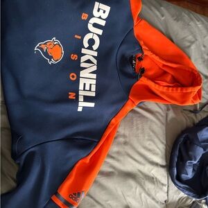 Adidas Navy and Orange Bucknell Bison Hoodie